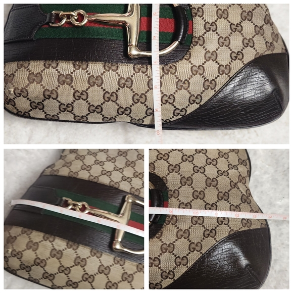 Gucci Monogram Canvas Web Horsebit Hasler Hobo Bag - Picture 10 of 14